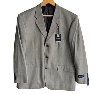 Stafford Essentials Men's Gray‎ Herringbone Classic Fit Sports Coat 42 Short NWT